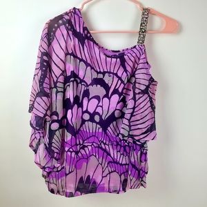 INC flowing Top, Artsy Feathers